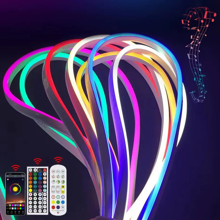 Flexible Smart RGB Neon LED Strip Light – 1M–5M | WiFi, Bluetooth & Remote | Alexa & Google Compatible | IP65 Waterproof