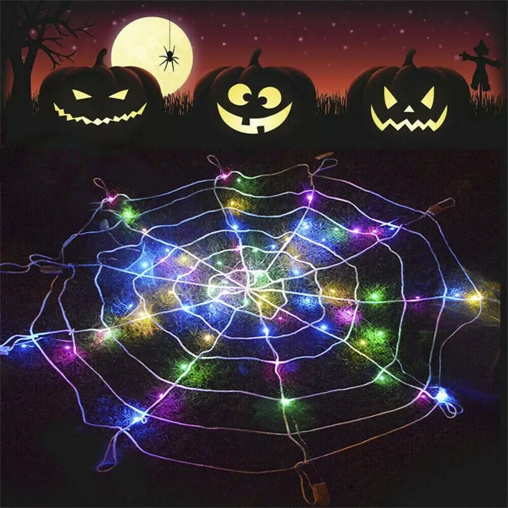 LED Halloween Giant Spider Web