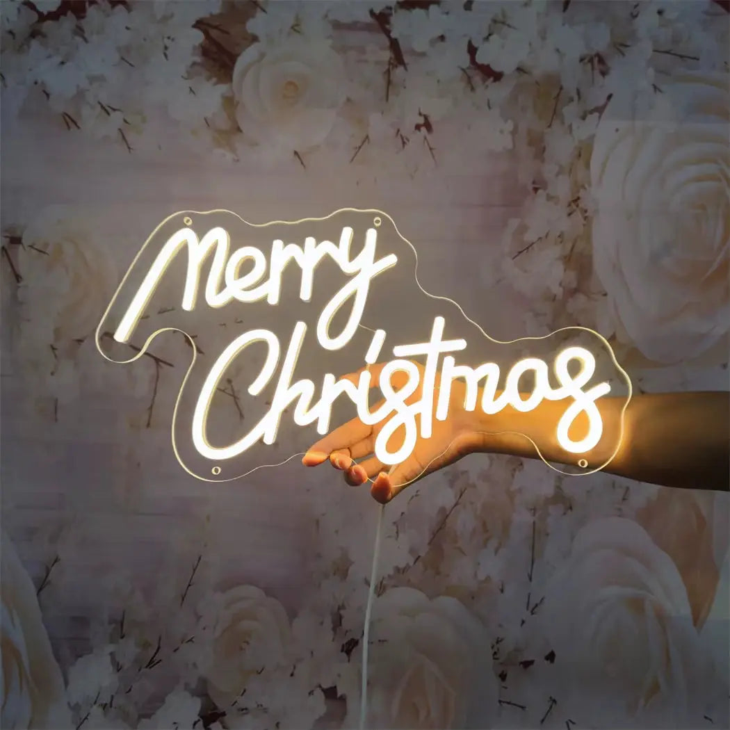 Merry Christmas Neon Sign – LED USB Wall Décor Light | Festive Holiday Party Decoration