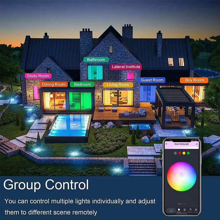 Tuya WiFi LED Smart Ceiling Light – 24W | RGB + Warm & Cool White | Alexa & Google Compatible