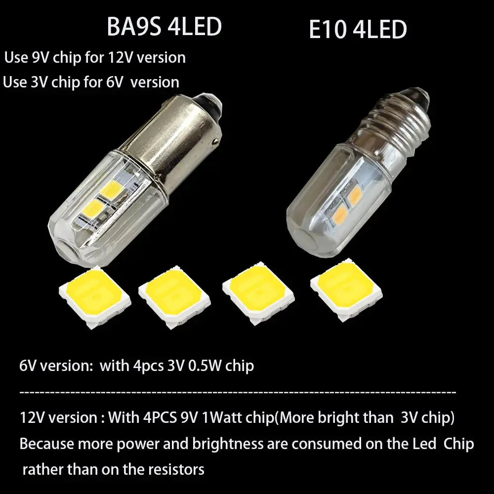 2pcs E10 LED Bulb β 6V / 12V Flashlight & Work Light | White & Warm White