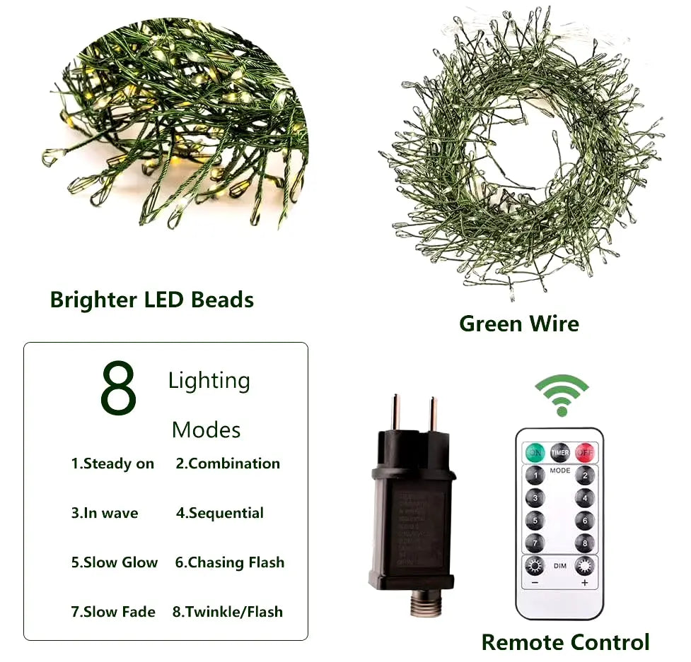 Christmas LED String Lights β 3M/10M/18M/36M | 100β1000 LEDs | Warm White/White | Remote Control | IP44