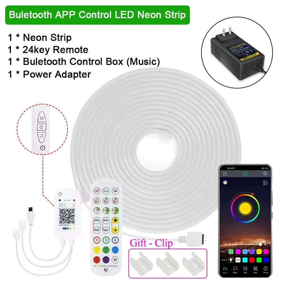 Flexible Smart RGB Neon LED Strip Light – 1M–5M | WiFi, Bluetooth & Remote | Alexa & Google Compatible | IP65 Waterproof