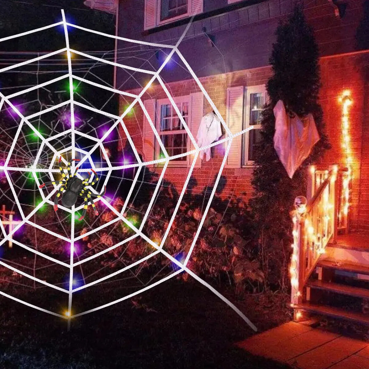 LED Halloween Giant Spider Web