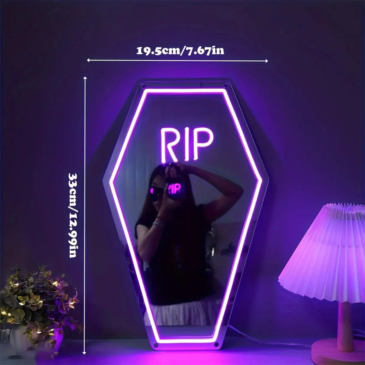 RIP Neon Mirror Sign