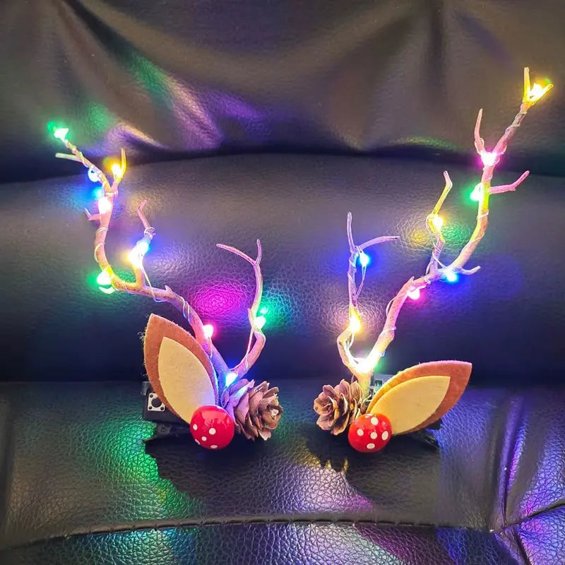 LED Mini Antlers Headbands – Light Up Reindeer Ears for Women, Girls & Kids | Festival, Party & Christmas Accessory