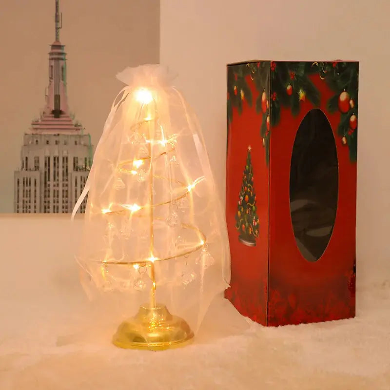 LED Christmas Tree Table Lamp β Battery Powered Crystal Desk Light | Holiday Home & Gift Decoration
