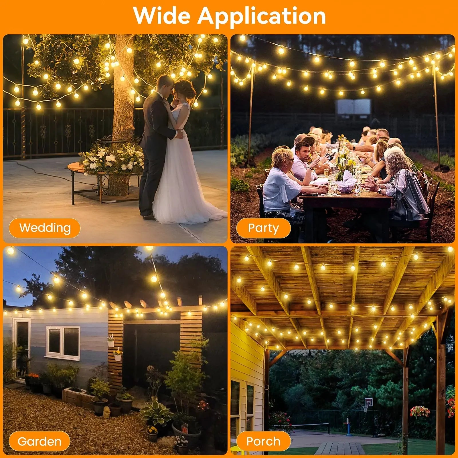 G40 Outdoor String Lights – 20M | 28 LED Vintage Bulbs | Dimmable, Waterproof | Patio, Garden & Party Lighting