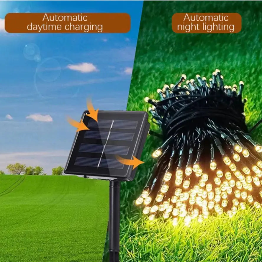 Solar Powered LED String Lights β 8 Lighting Modes | Waterproof Outdoor Garden Fairy Lights