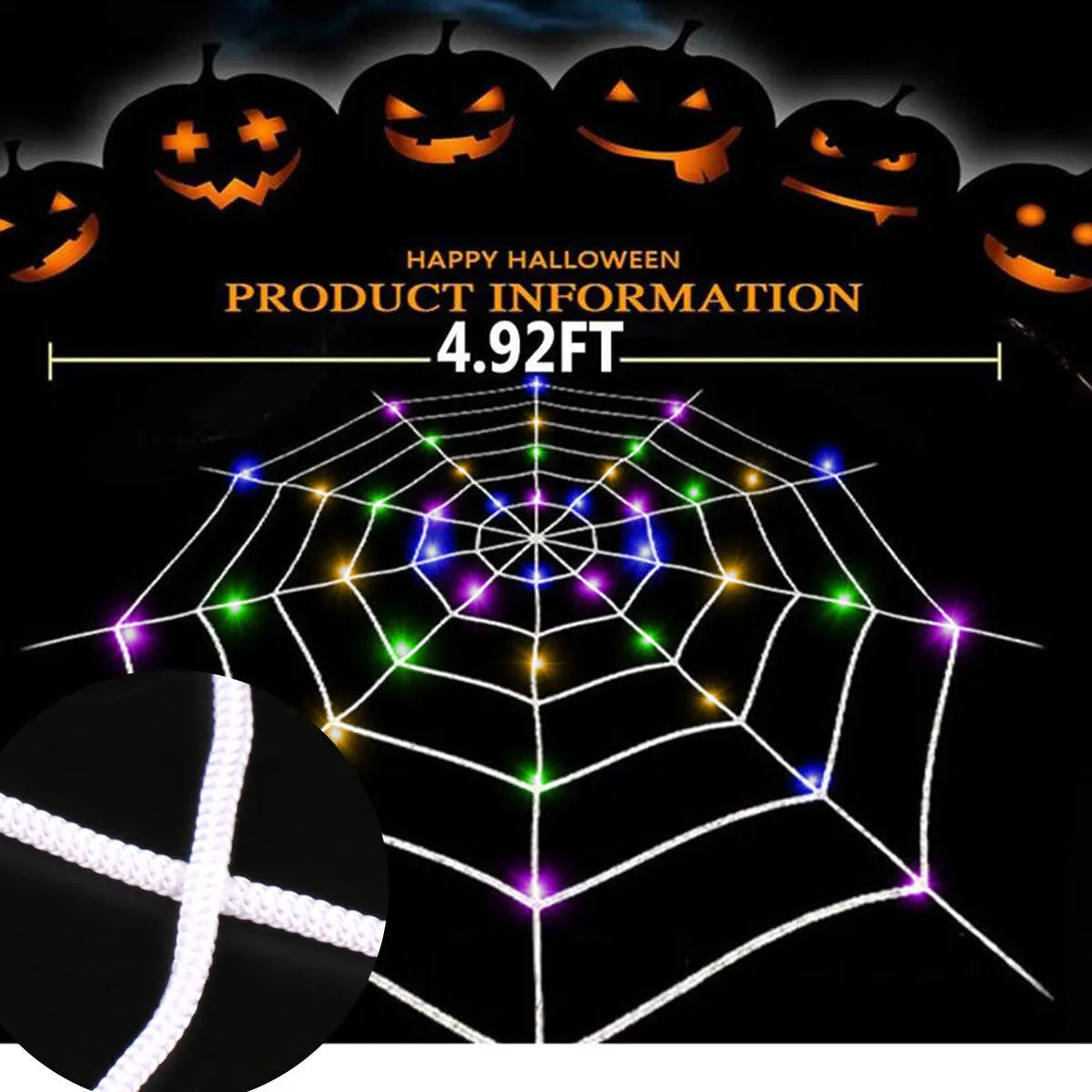 LED Halloween Giant Spider Web