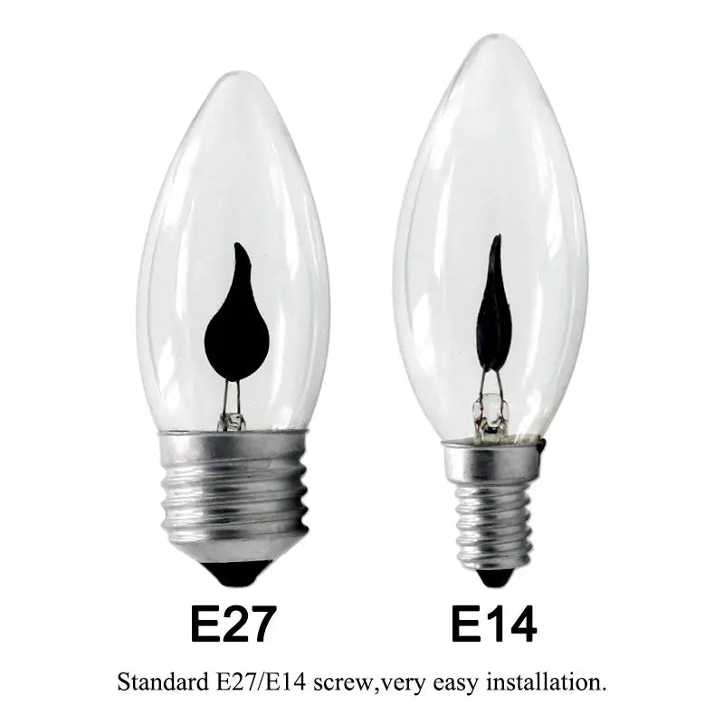 10PCS LED Flame Candle Bulbs – E27 / E14 | Decorative Flickering Flame Light | Warm Ambience