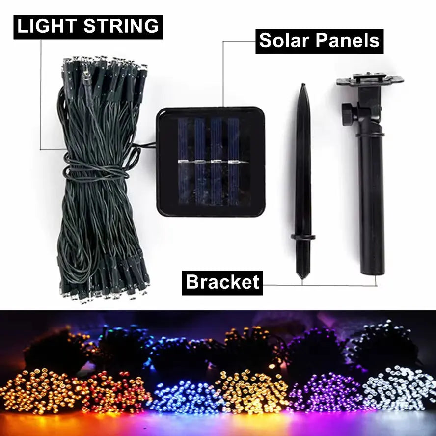 Solar Powered LED String Lights β 8 Lighting Modes | Waterproof Outdoor Garden Fairy Lights