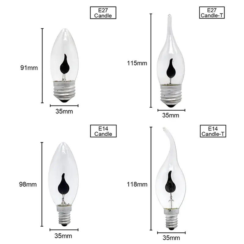 10PCS LED Flame Candle Bulbs – E27 / E14 | Decorative Flickering Flame Light | Warm Ambience