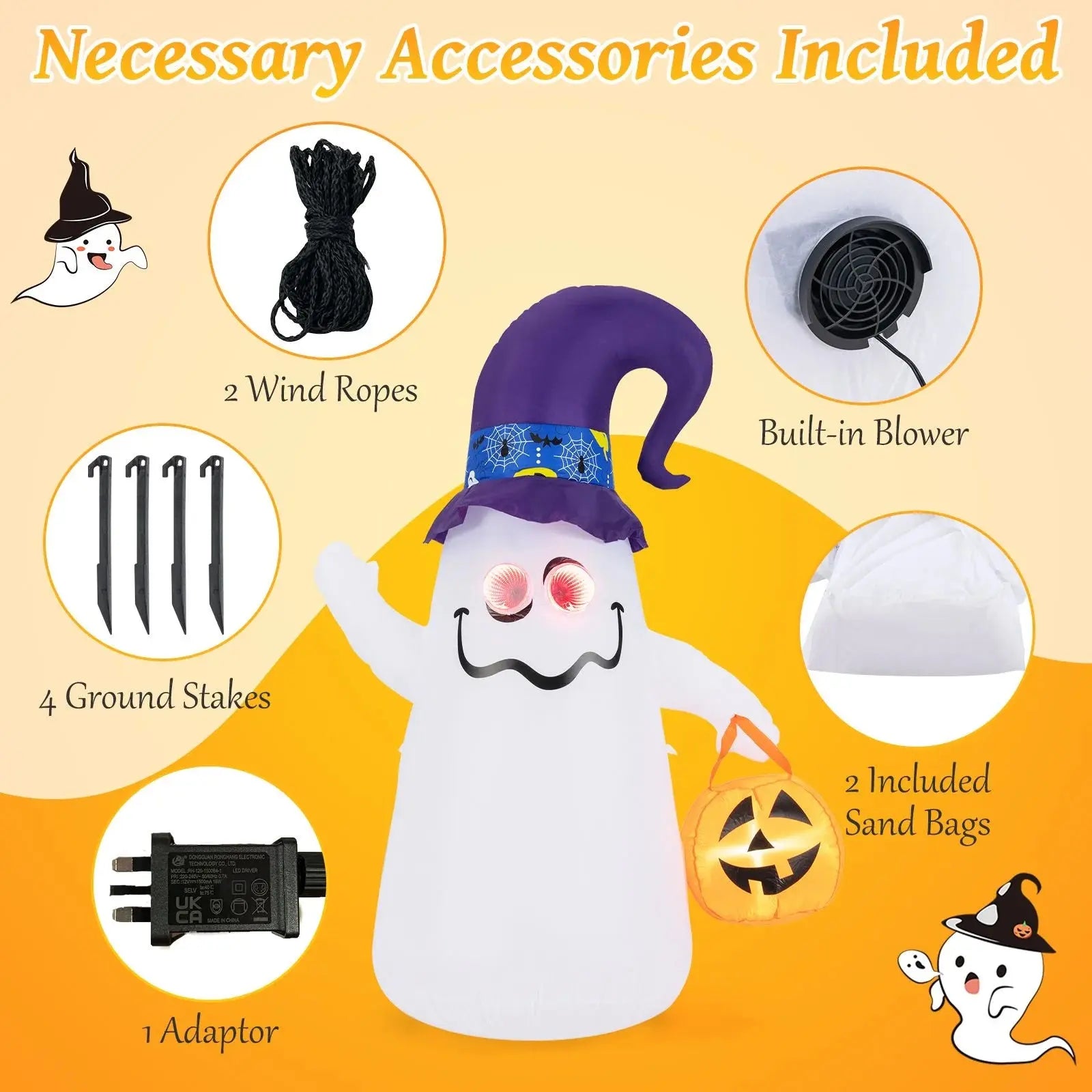 180 CM Halloween Inflatable with Dimming Infinity Mirror Lights