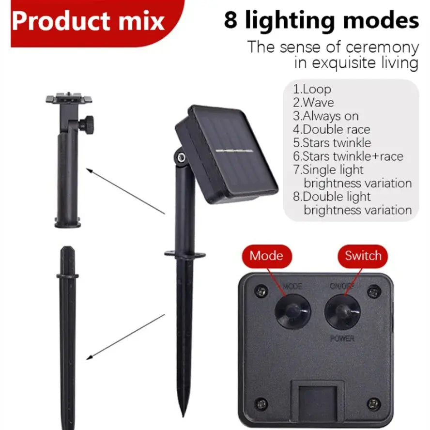 Solar Powered LED String Lights – 8 Modes, Waterproof Garden Fairy Lights | Outdoor Patio, Yard & Holiday Décor