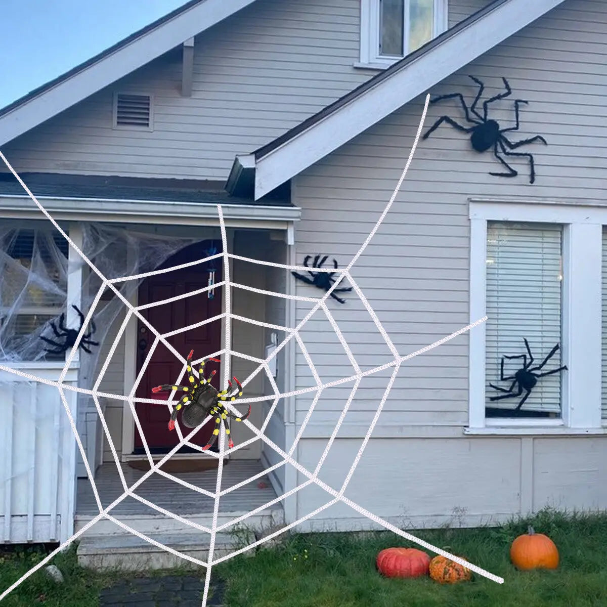 LED Halloween Giant Spider Web