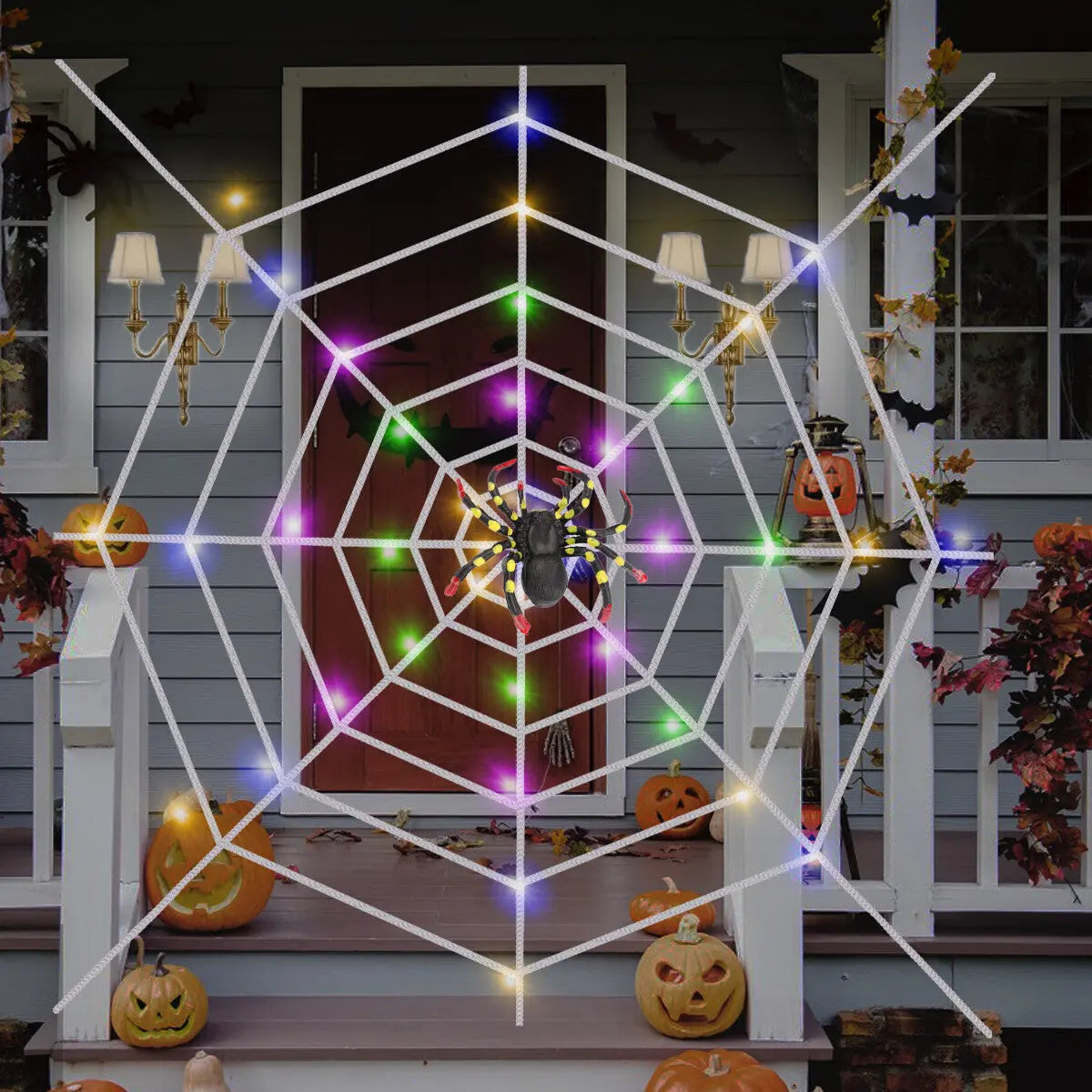LED Halloween Giant Spider Web