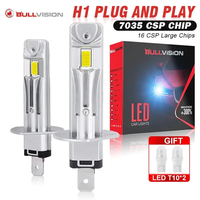 2PC H1 LED Car Headlight Bulbs – 30,000LM | 300W | 6000K White | CANBUS | IP68 Waterproof | Plug & Play