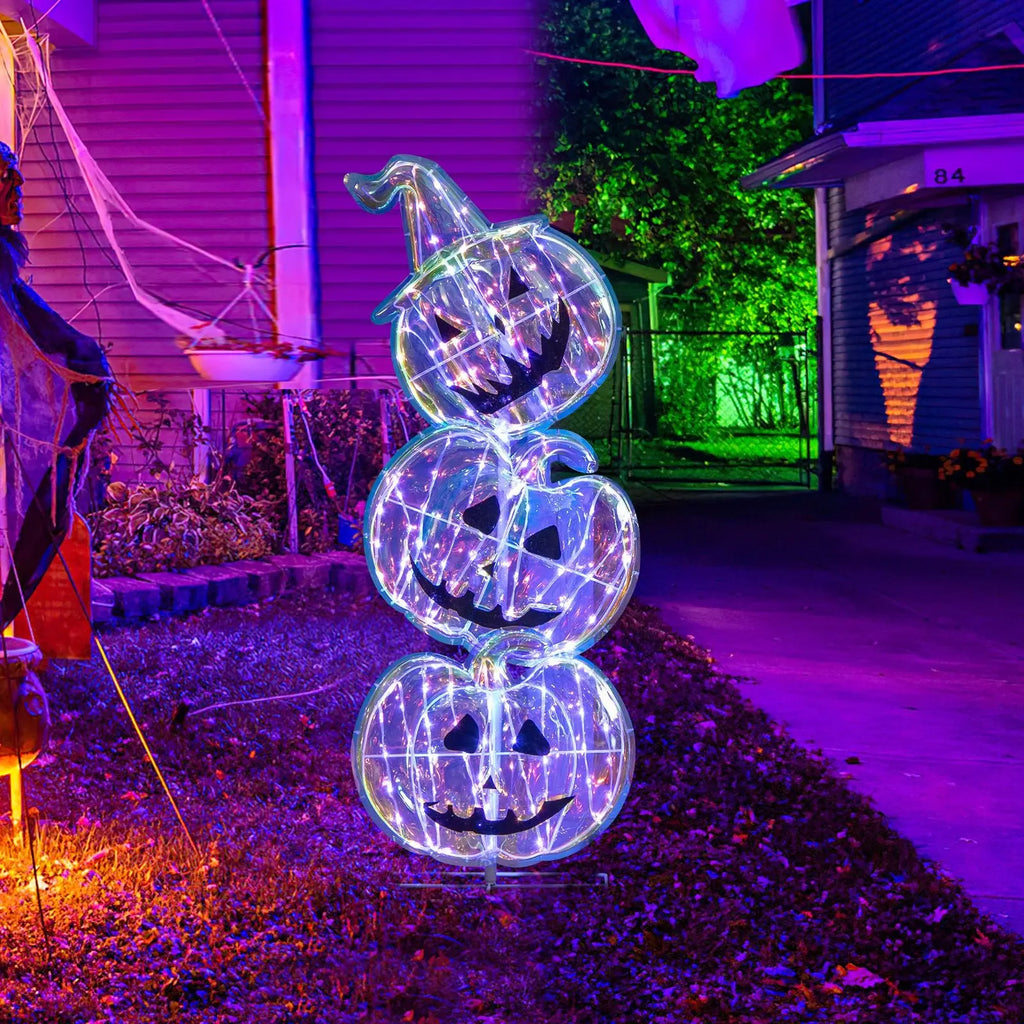 3.4 Ft Light up Stacked Pumpkins - Halloween Decorations