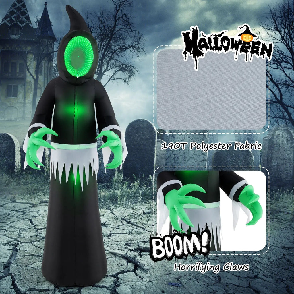 Giant Inflatable Halloween Ghost – 245 cm with Infinity Tunnel Lights & Green LEDs