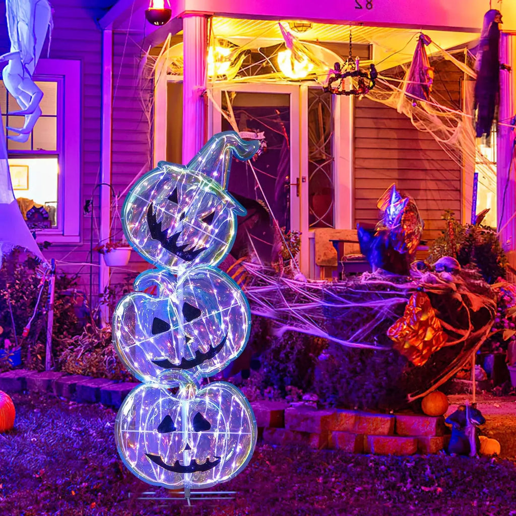 3.4 Ft Light up Stacked Pumpkins - Halloween Decorations