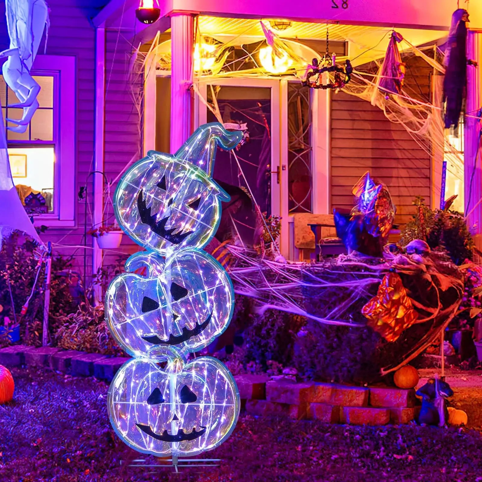 3.4 Ft Light up Stacked Pumpkins - Halloween Decorations