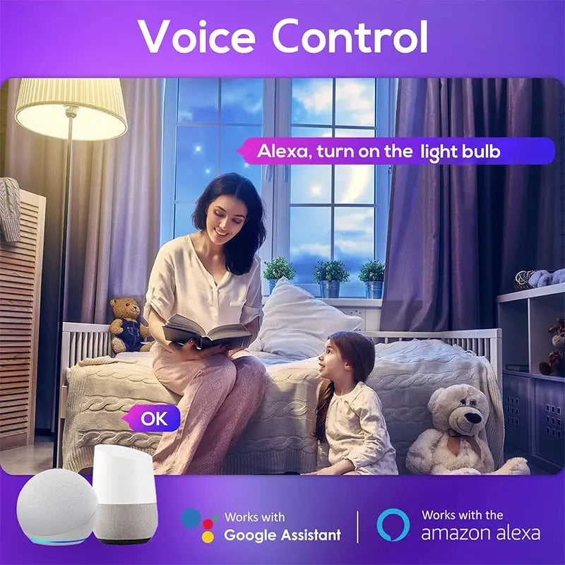 B22 Base UK TUYA Wifi Smart Bulb Bluetooth Lamps Led RGB Smart Light 220V Alexa Google Assisatnt Voice Control Timing APP Group