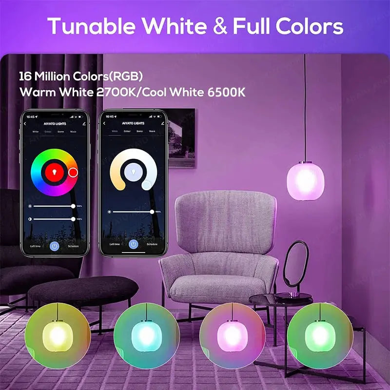 B22 Base UK TUYA Wifi Smart Bulb Bluetooth Lamps Led RGB Smart Light 220V Alexa Google Assisatnt Voice Control Timing APP Group