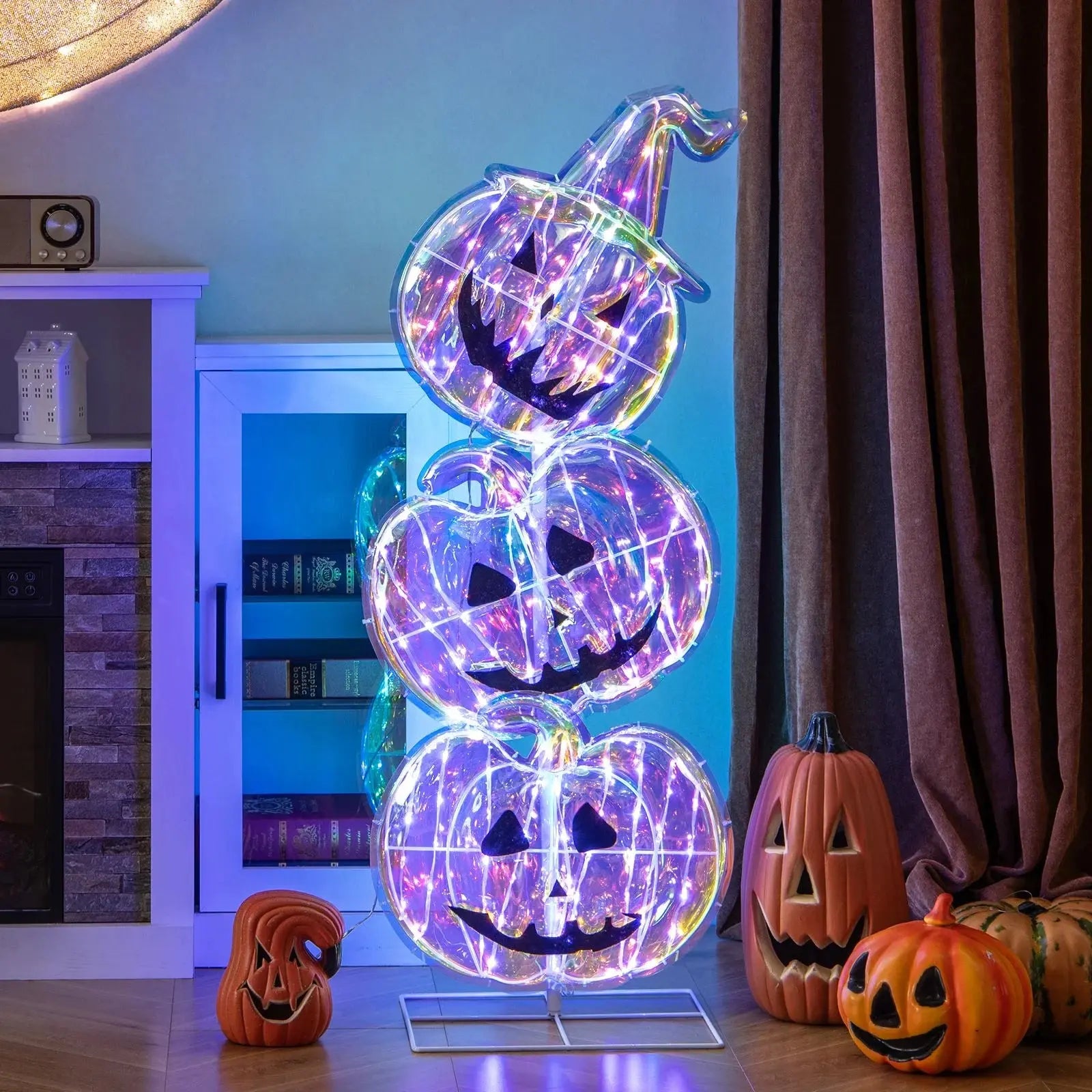 3.4 Ft Light up Stacked Pumpkins - Halloween Decorations