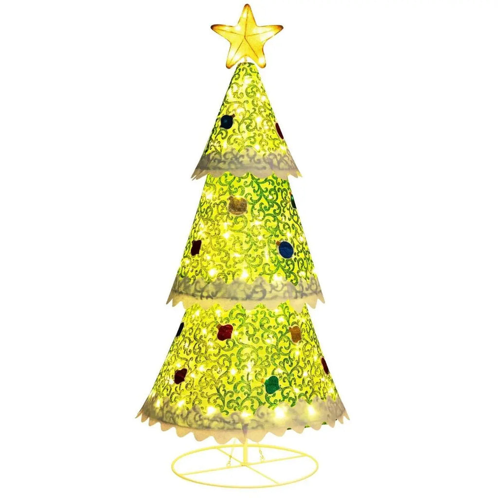 141cm Pop-Up Christmas Tree – Pre-Lit with 110 LED Lights | Foldable Indoor & Outdoor Holiday Décor