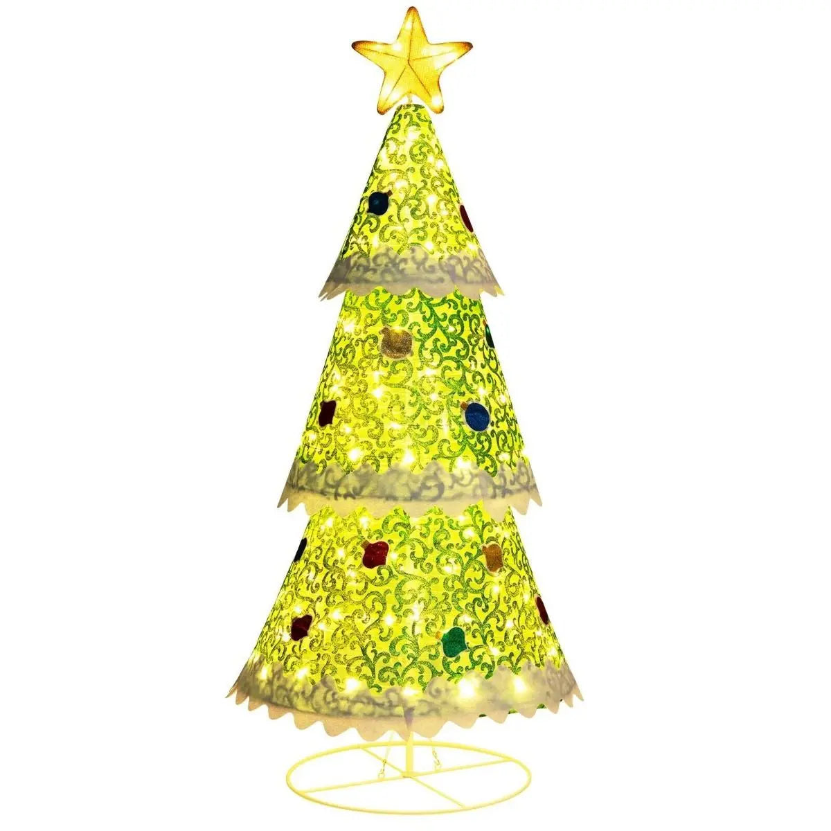 141cm Pop-Up Christmas Tree – Pre-Lit with 110 LED Lights | Foldable Indoor & Outdoor Holiday Décor